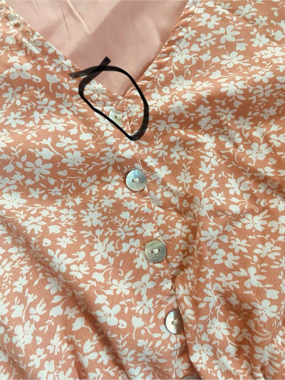 PrettyGarden S Floral Tiered Draw String Waist Soft Orange Dress Vaca spring - Picture 3 of 11